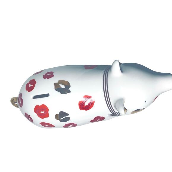 Henri Bendel “Pucker Up” Discontinued Lipstick Kisses Porcelain Piggy Bank - Picture 6 of 12